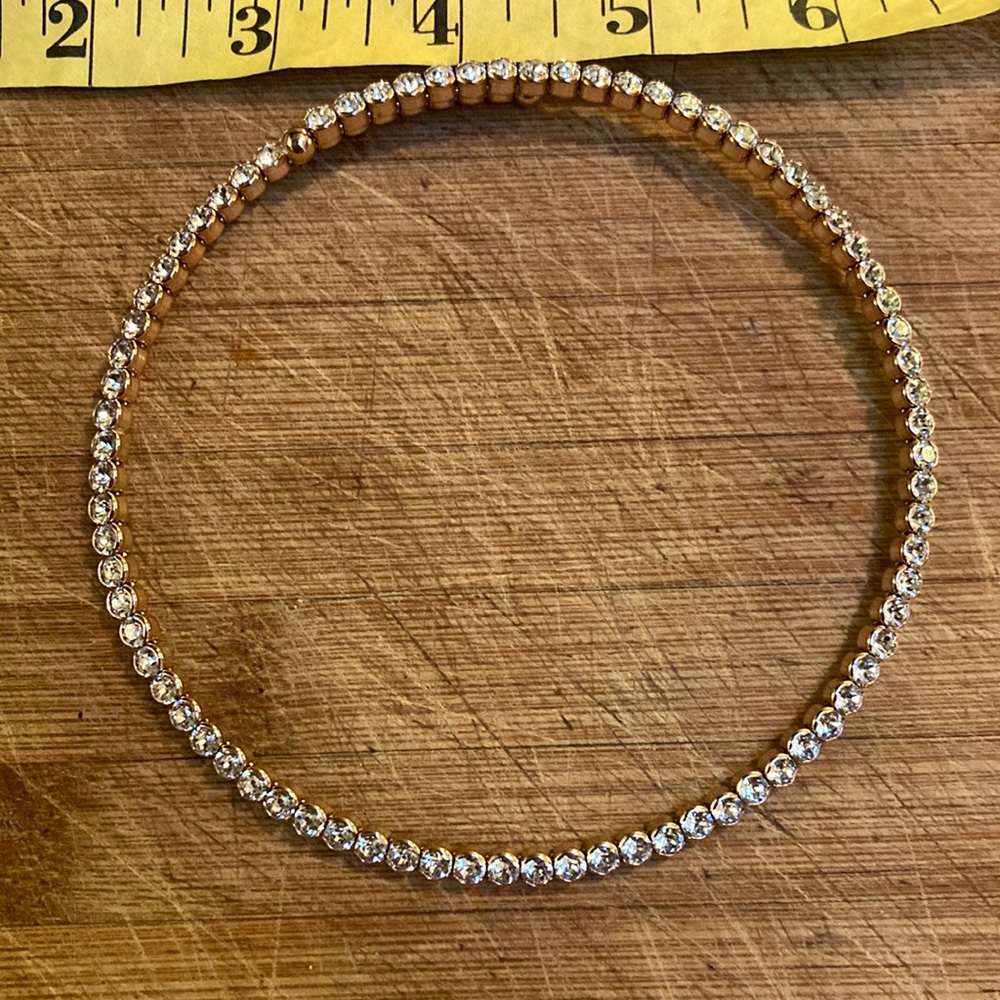 NWT Joan Boyce Crystal and Pink Gold Plated Necklace